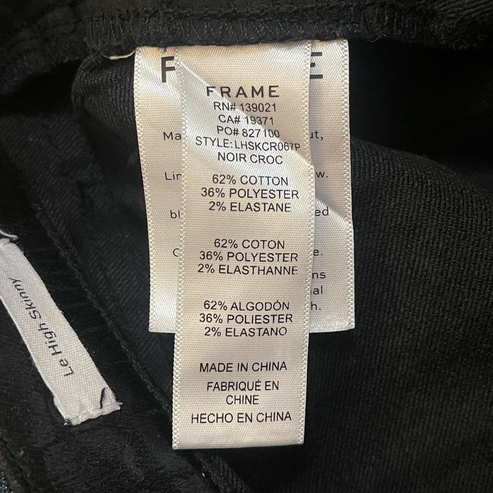 Frame Le High Skinny Jeans Noir Croc corcodile shine women’s size 24 - Picture 8 of 9